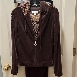 St. John Sport Brown Velour Women's Tracksuit